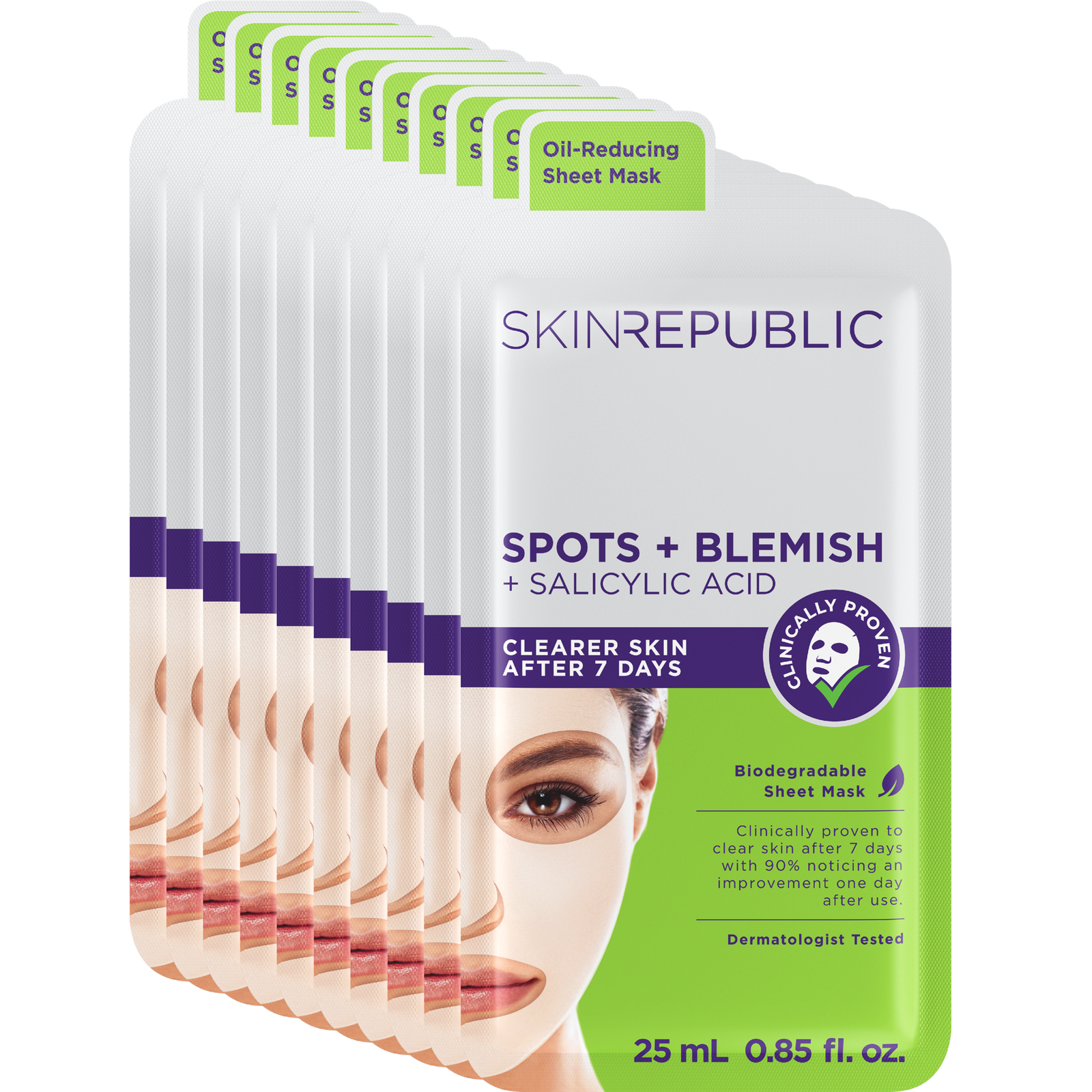 Pack of 10 Spots + Blemish Face Mask Sheet
