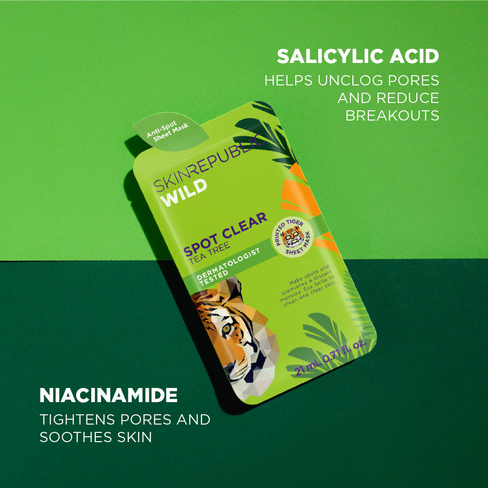 Spot Clear Tea Tree Tiger Face Mask Sheet