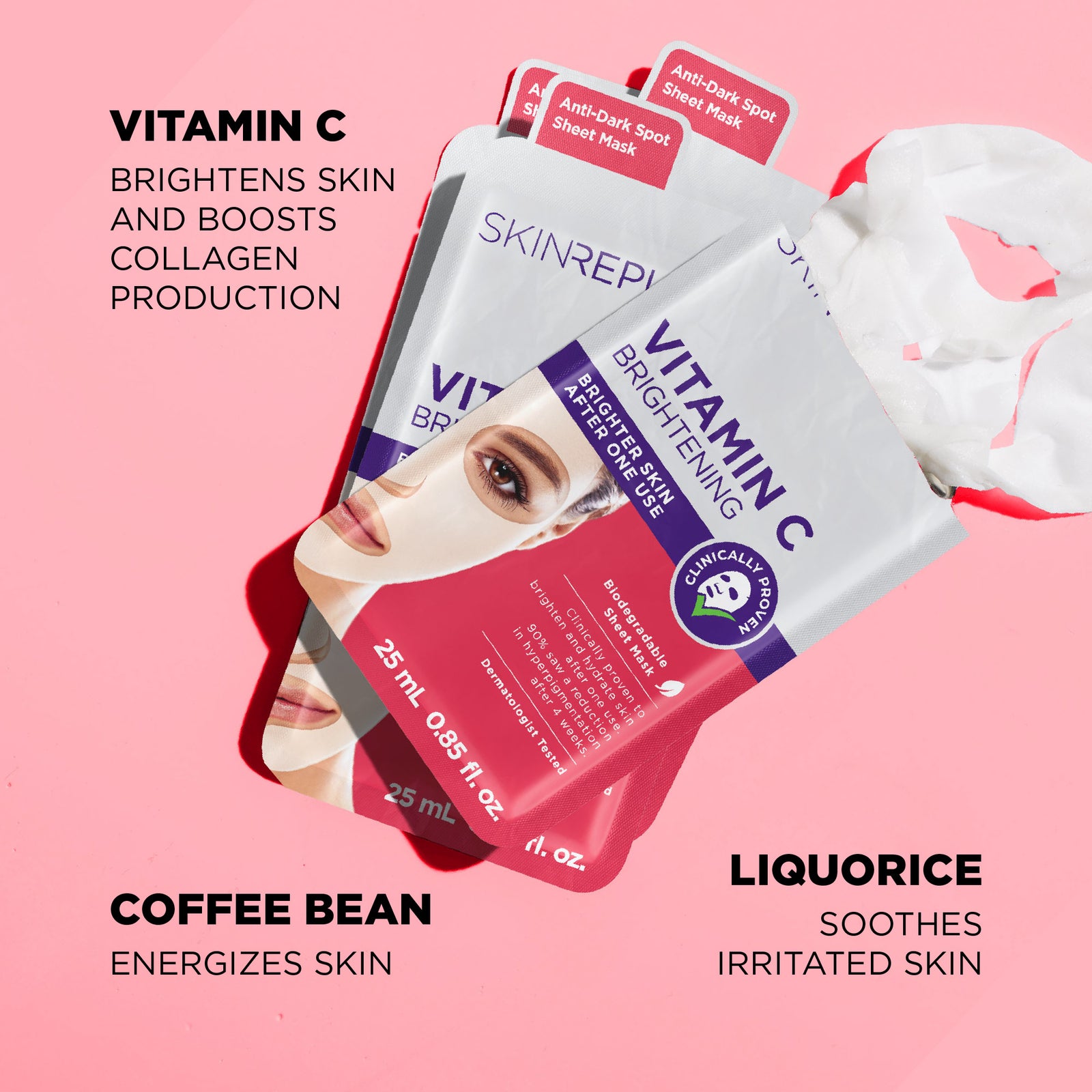 Pack of 10 Vitamin C Brightening Face Mask Sheet