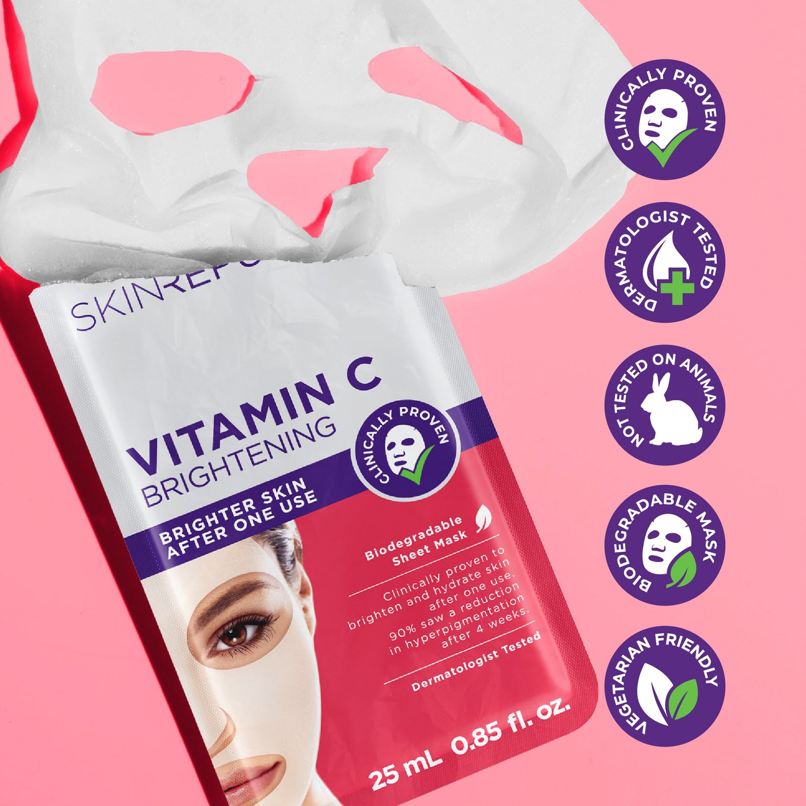 Pack of 10 Vitamin C Brightening Face Mask Sheet