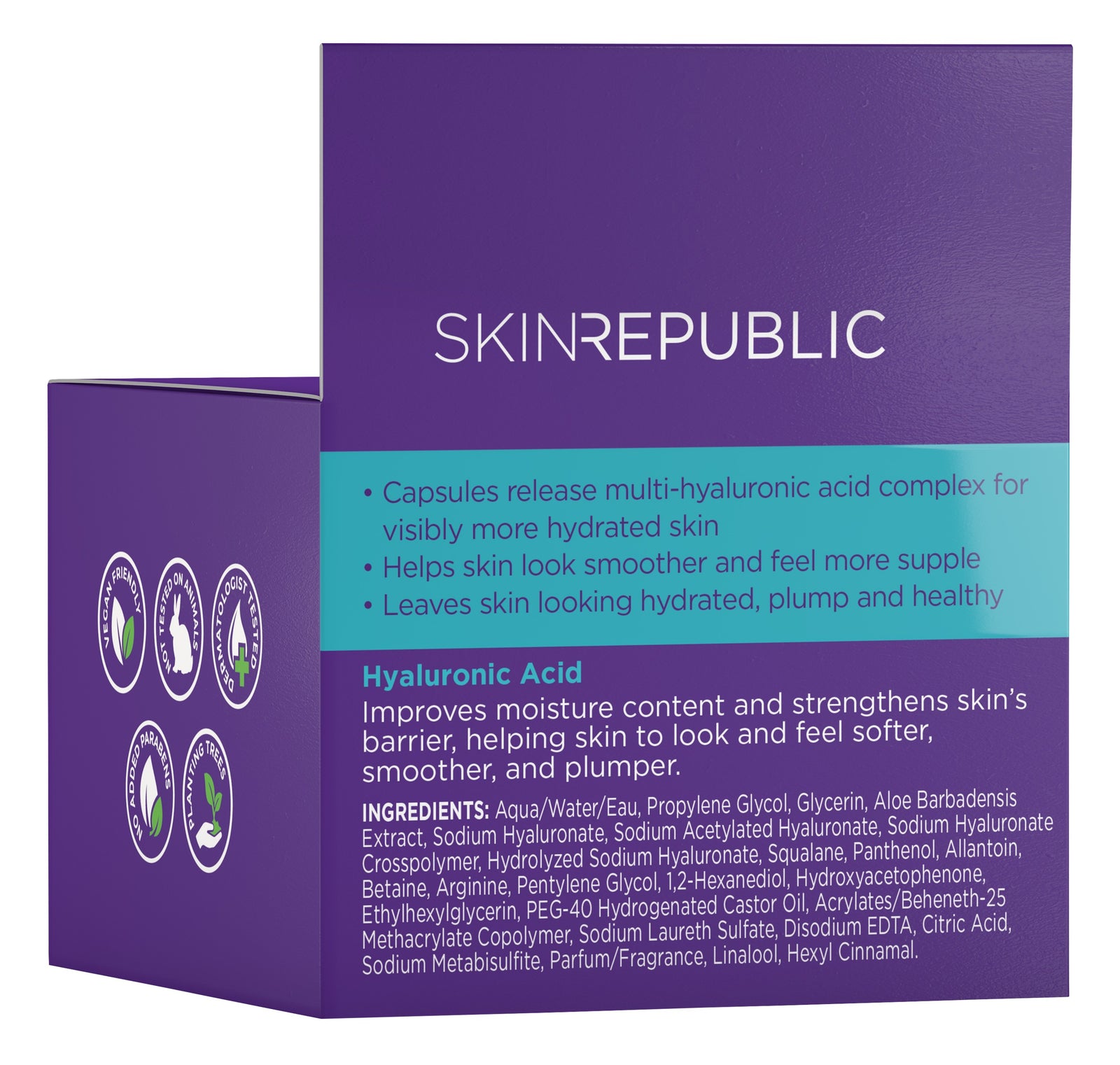 Skin Republic Hyaluronic Acid Capsule Cream back of box