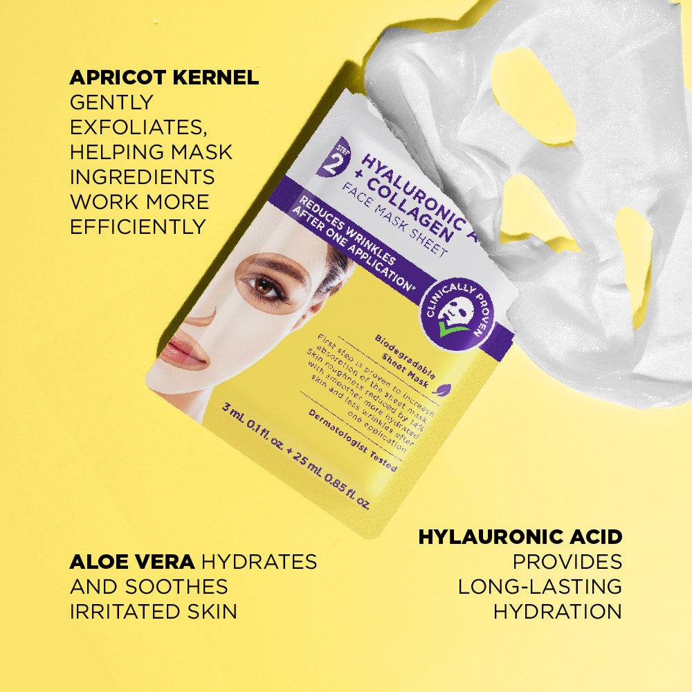 2 Step Hyaluronic Acid + Collagen Face Mask