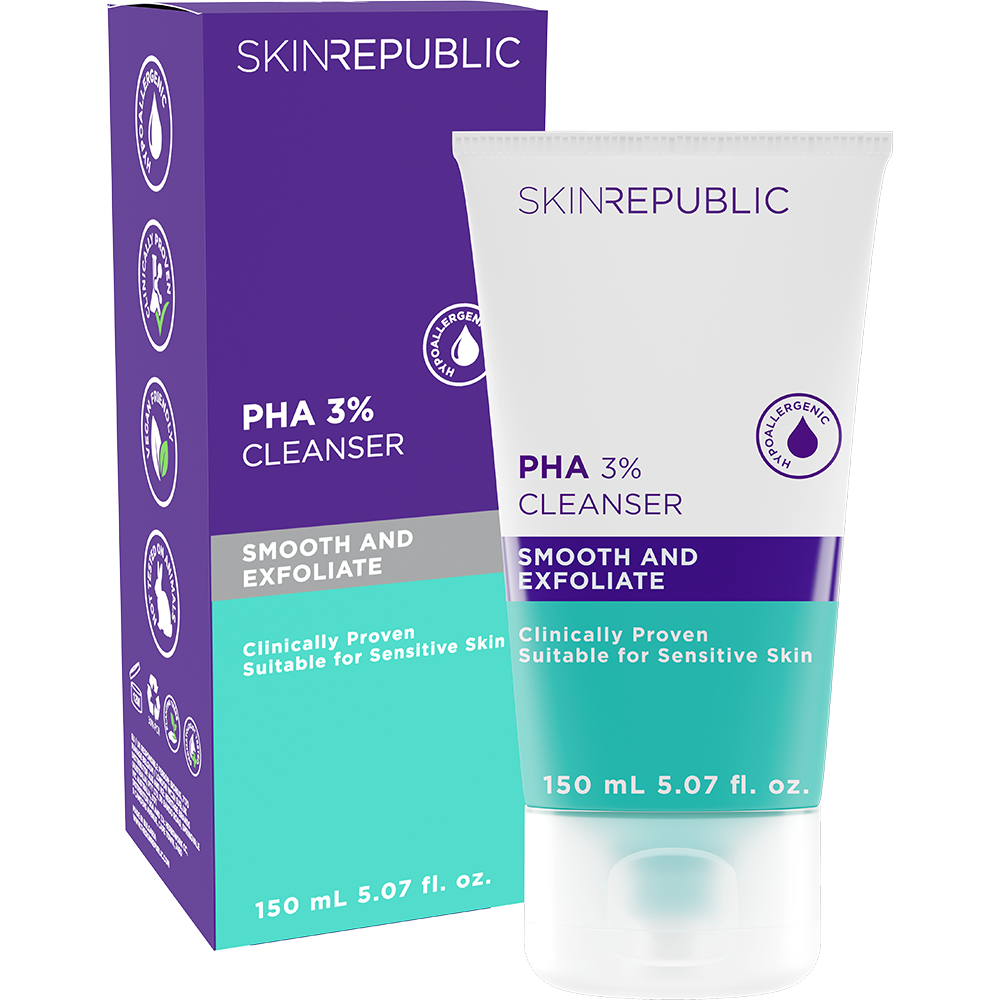 Skin Republic PHA 3% Gentle Cleanser 150ml — hypoallergenic exfoliating cleanser for all skin types