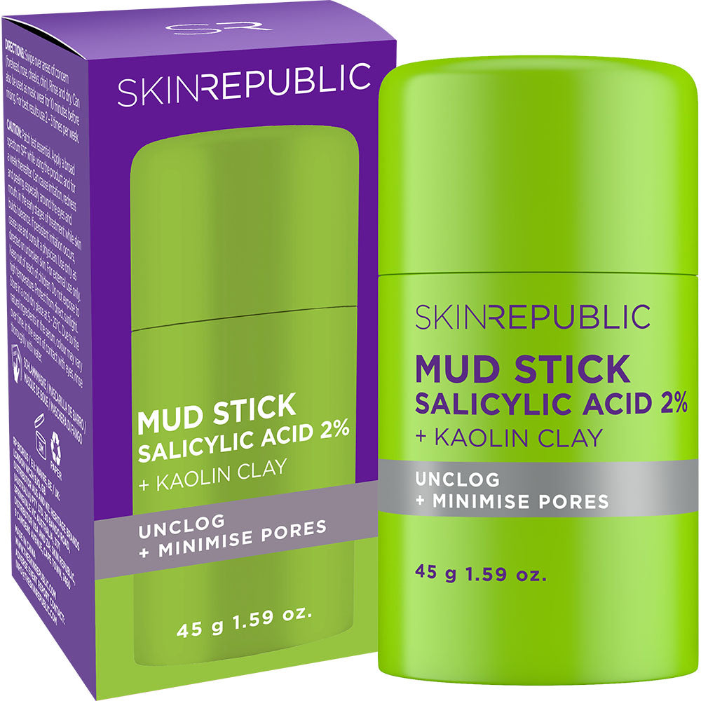 Skin Republic Mud Stick Salicylic Acid 2% + Kaolin Clay — no-mess blemish stick for daily use