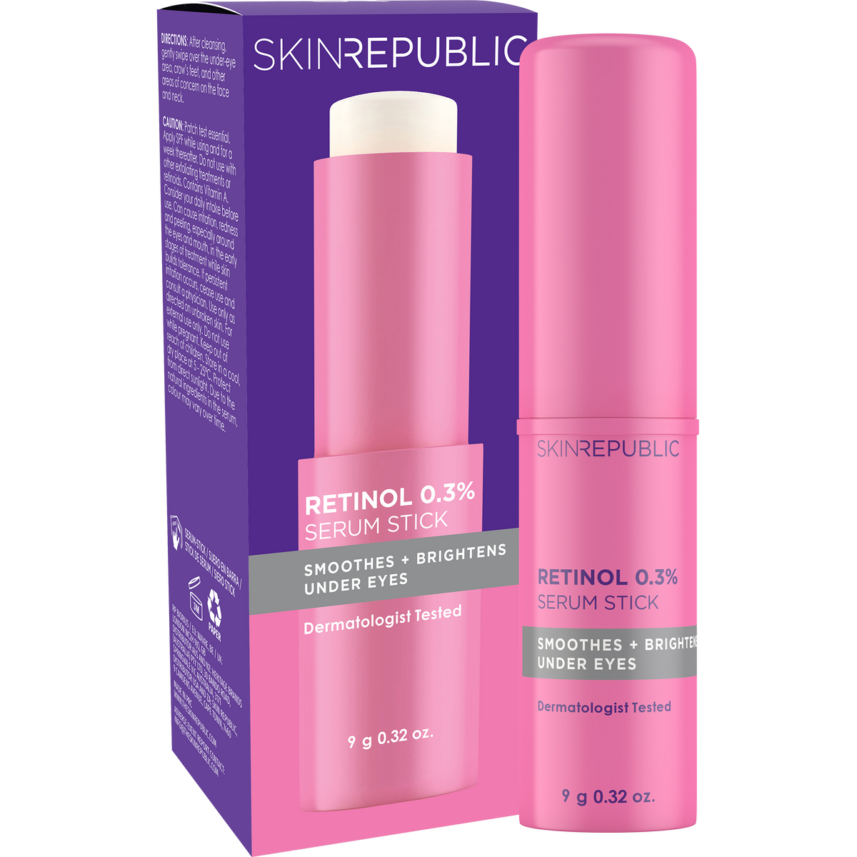 Skin Republic Retinol 0.3% Serum Stick — portable retinol stick that smooths fine lines and brightens dark circles