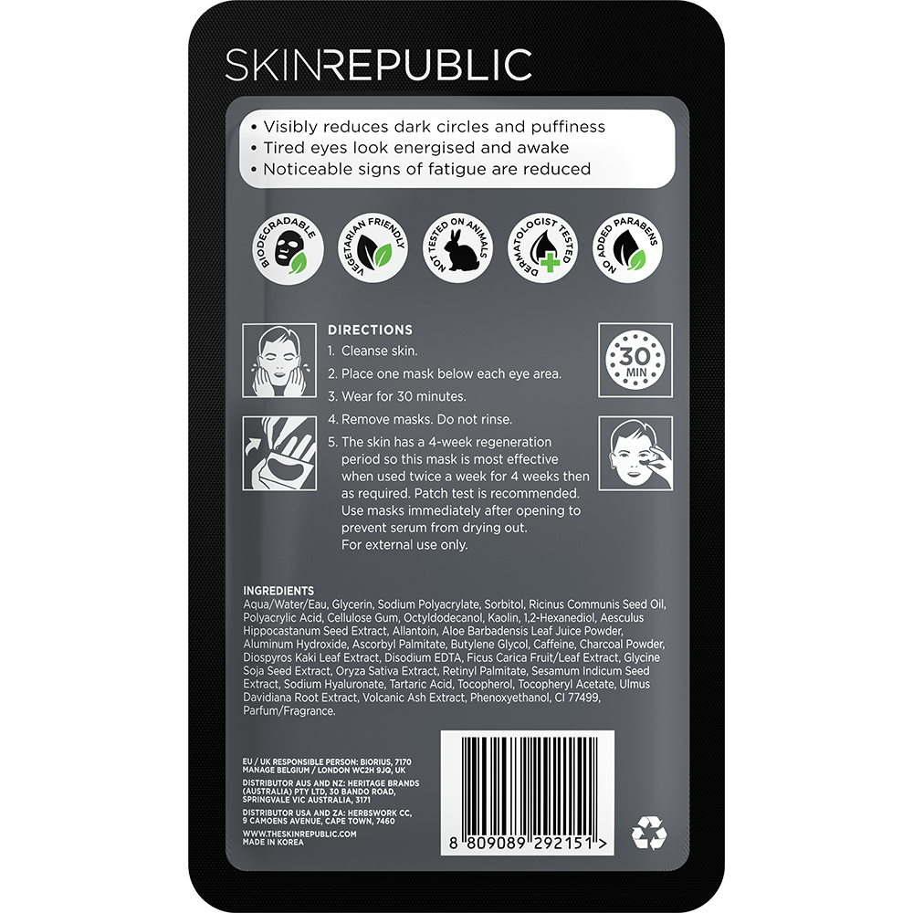 Anti-Fatigue Charcoal Under Eye Mask for Men (3 Pairs)