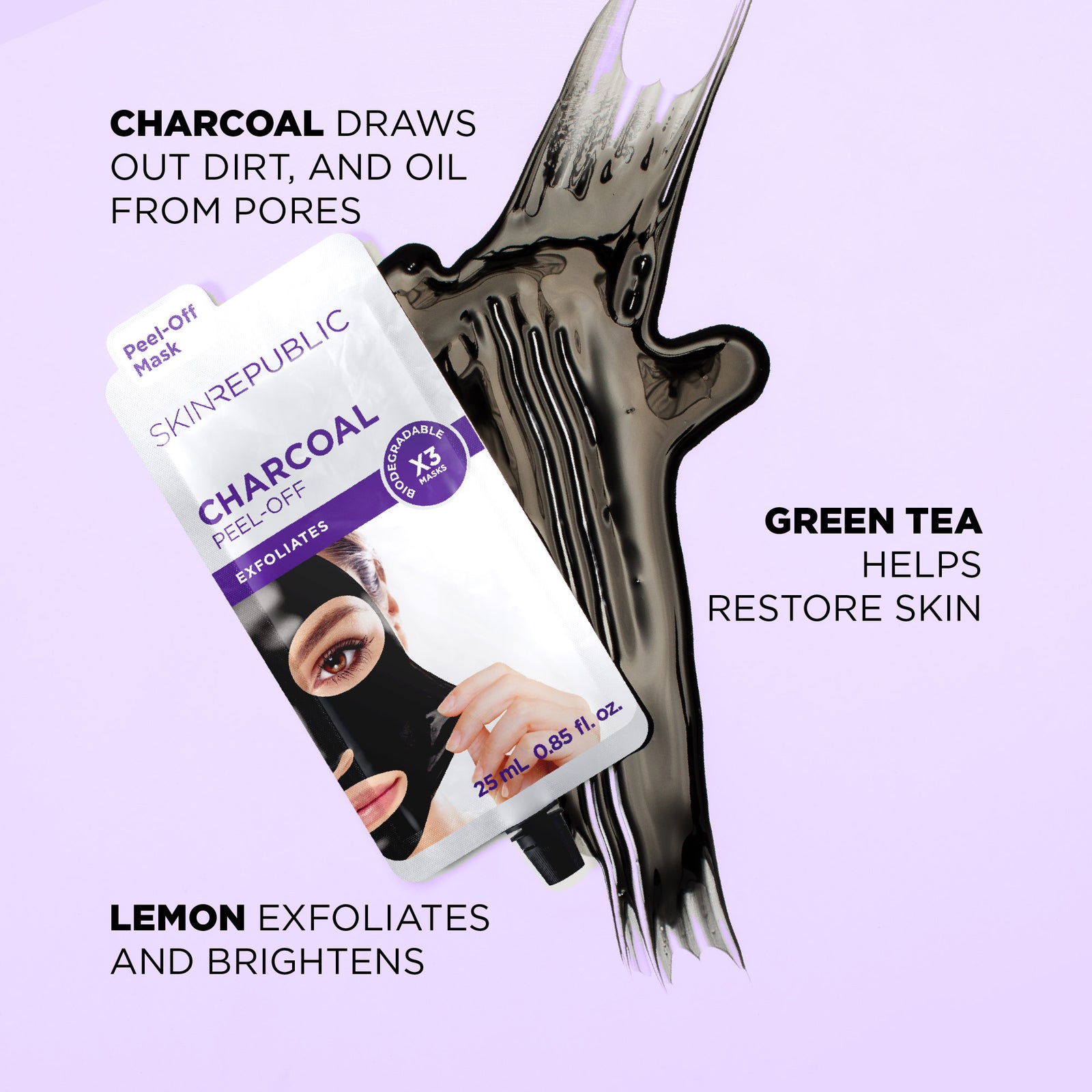 Charcoal Peel-Off Face Mask (3 Applications)