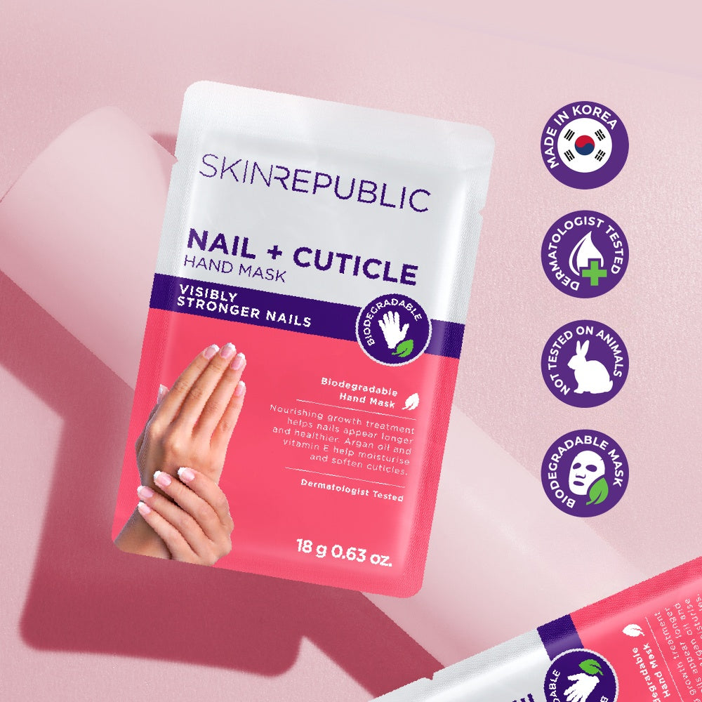 Skin Republic Nail + Cuticle Hand Mask, 18g — visibly stronger nails, made in Korea, dermatologist tested