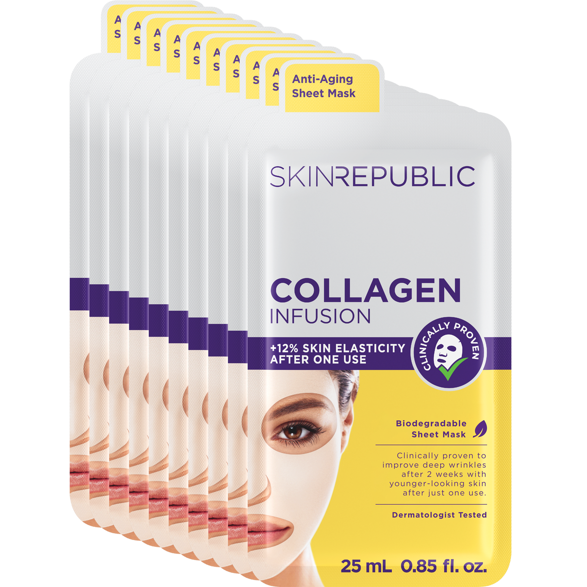 Pack of 10 Collagen Infusion Face Mask Sheet