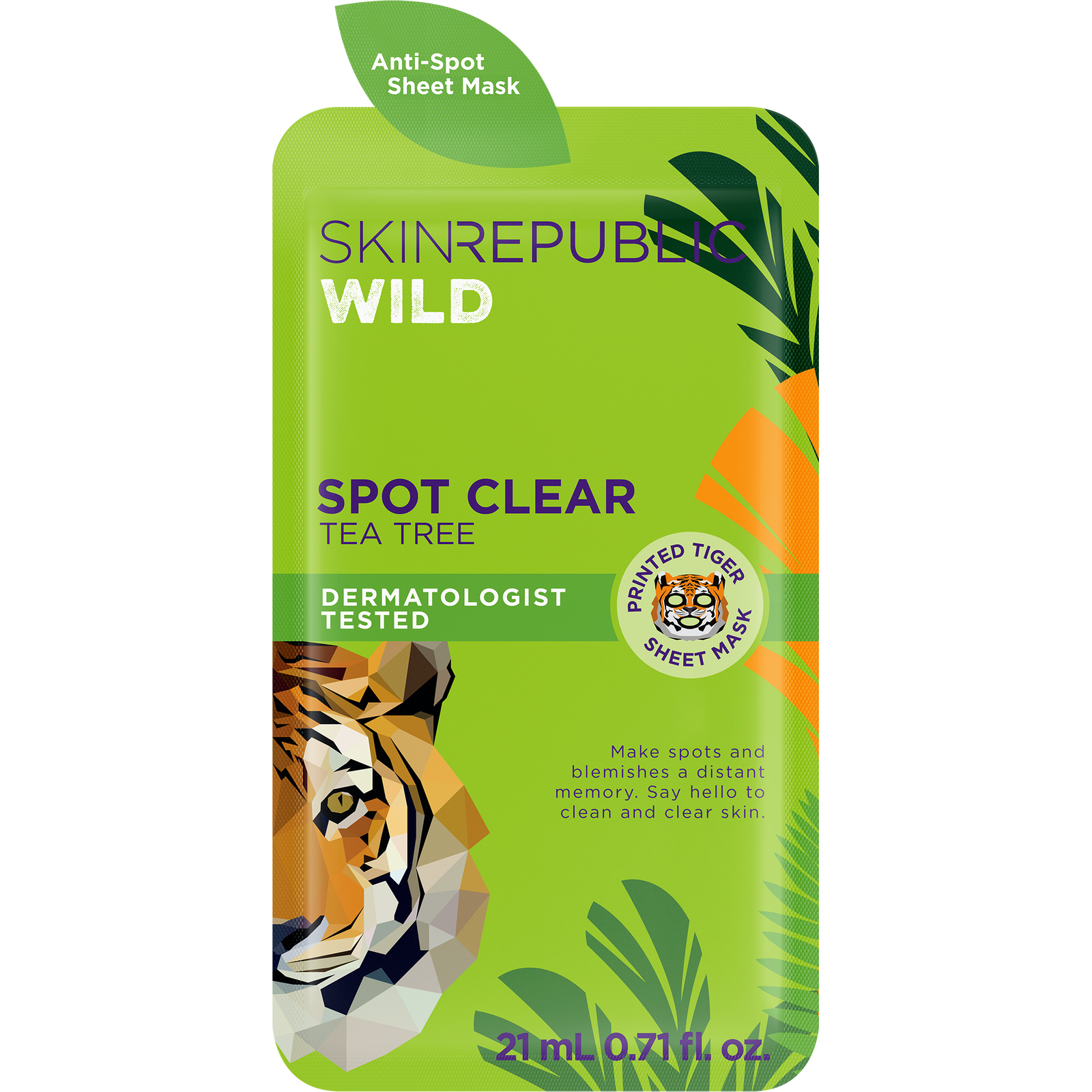 Spot Clear Tea Tree Tiger Face Mask Sheet