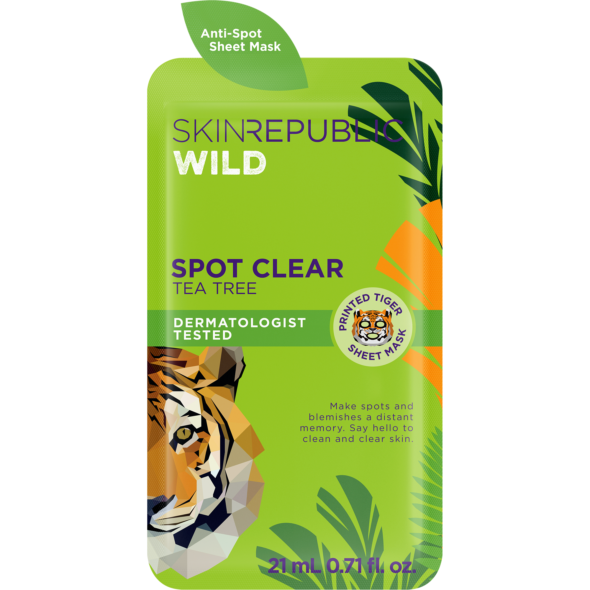 Spot Clear Tea Tree Tiger Face Mask Sheet