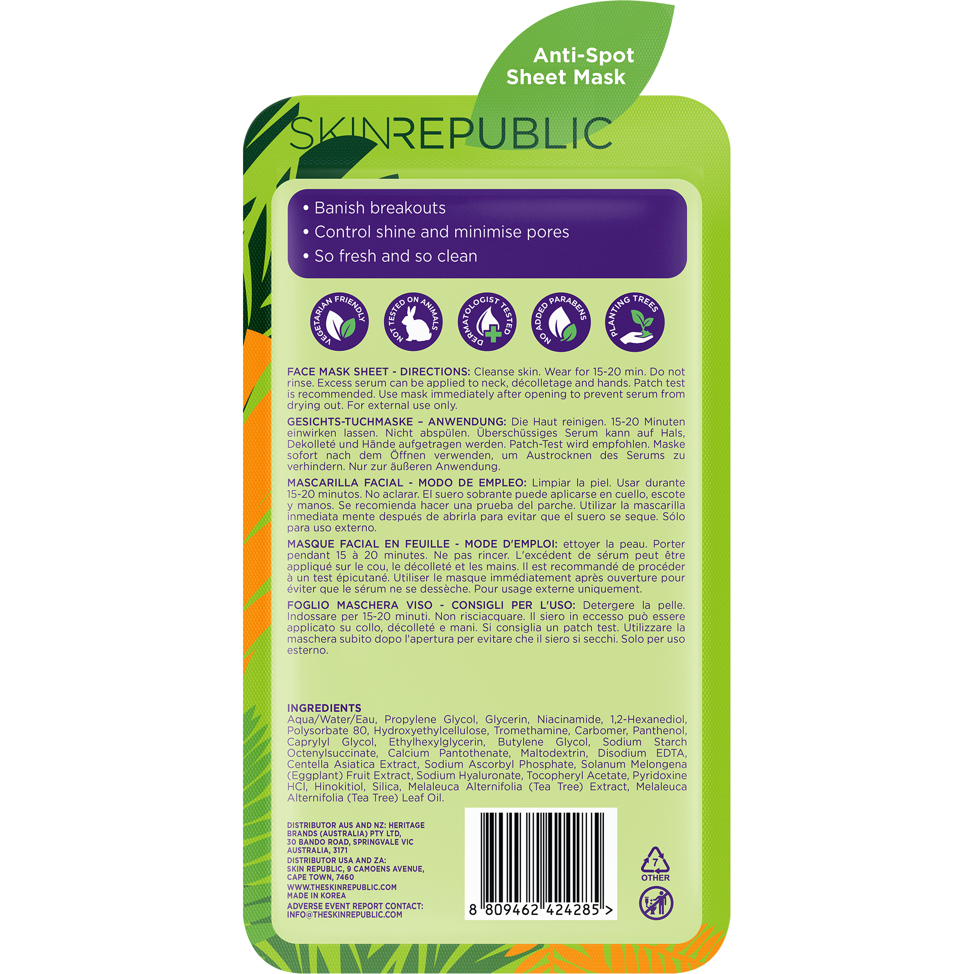 Spot Clear Tea Tree Tiger Face Mask Sheet