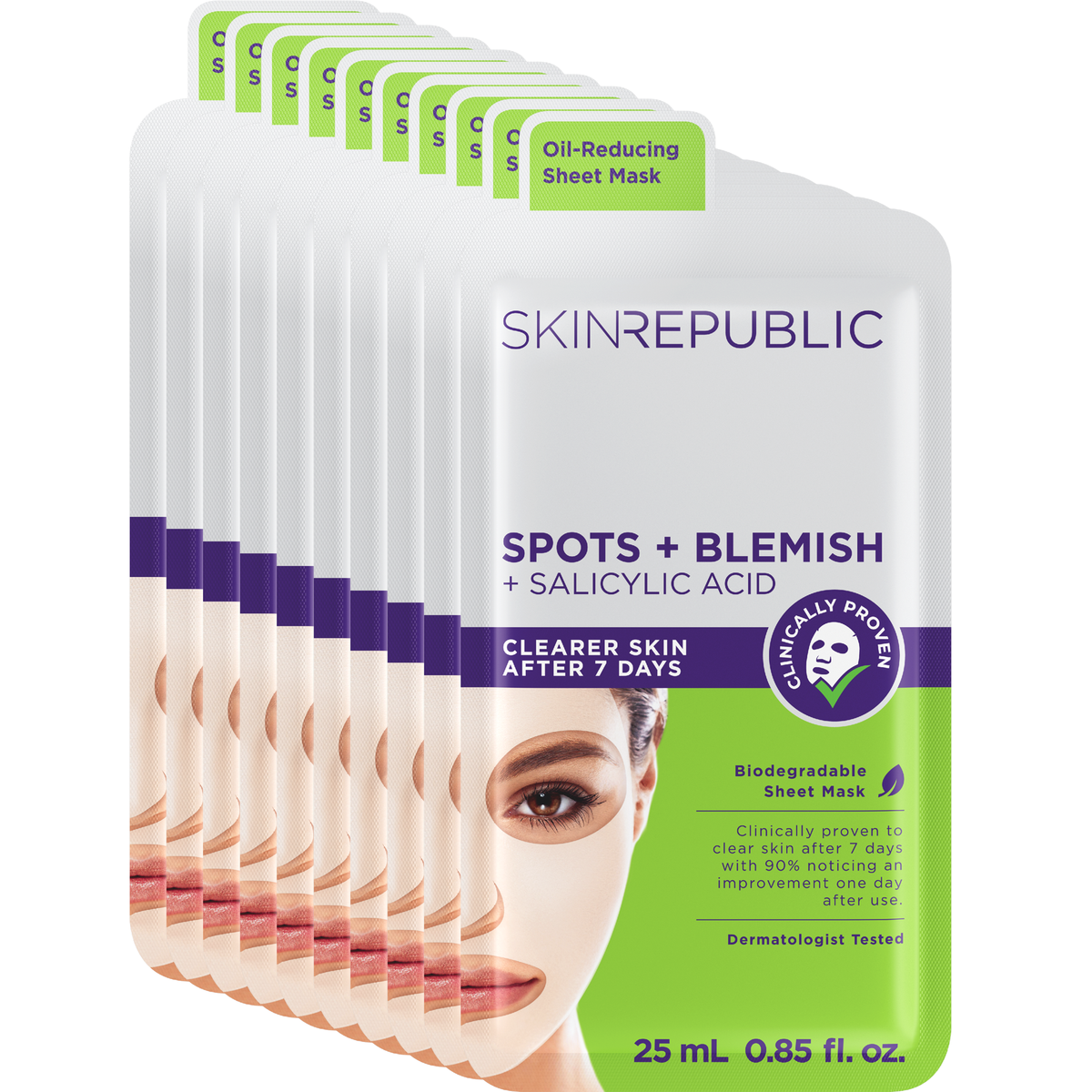 Pack of 10 Spots + Blemish Face Mask Sheet