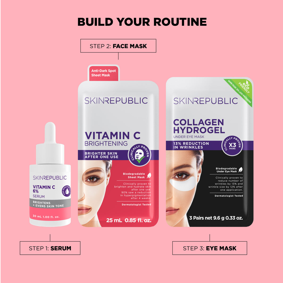 Pack of 10 Vitamin C Brightening Face Mask Sheet