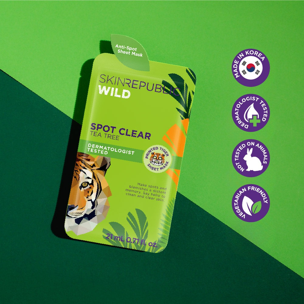 Spot Clear Tea Tree Tiger Face Mask Sheet