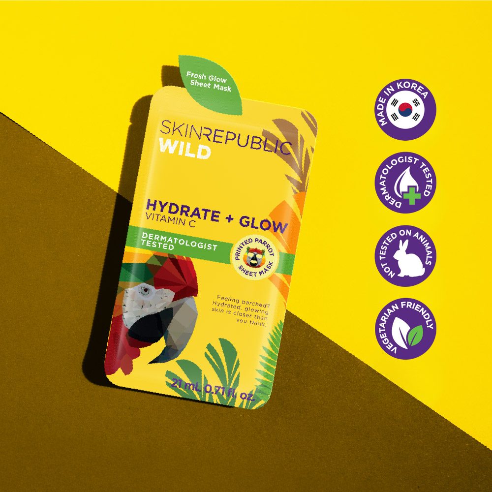 Hydrate + Glow Vitamin C Parrot Face Mask Sheet