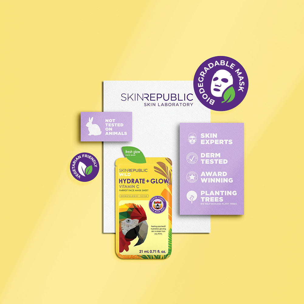 Hydrate + Glow Vitamin C Parrot Face Mask Sheet